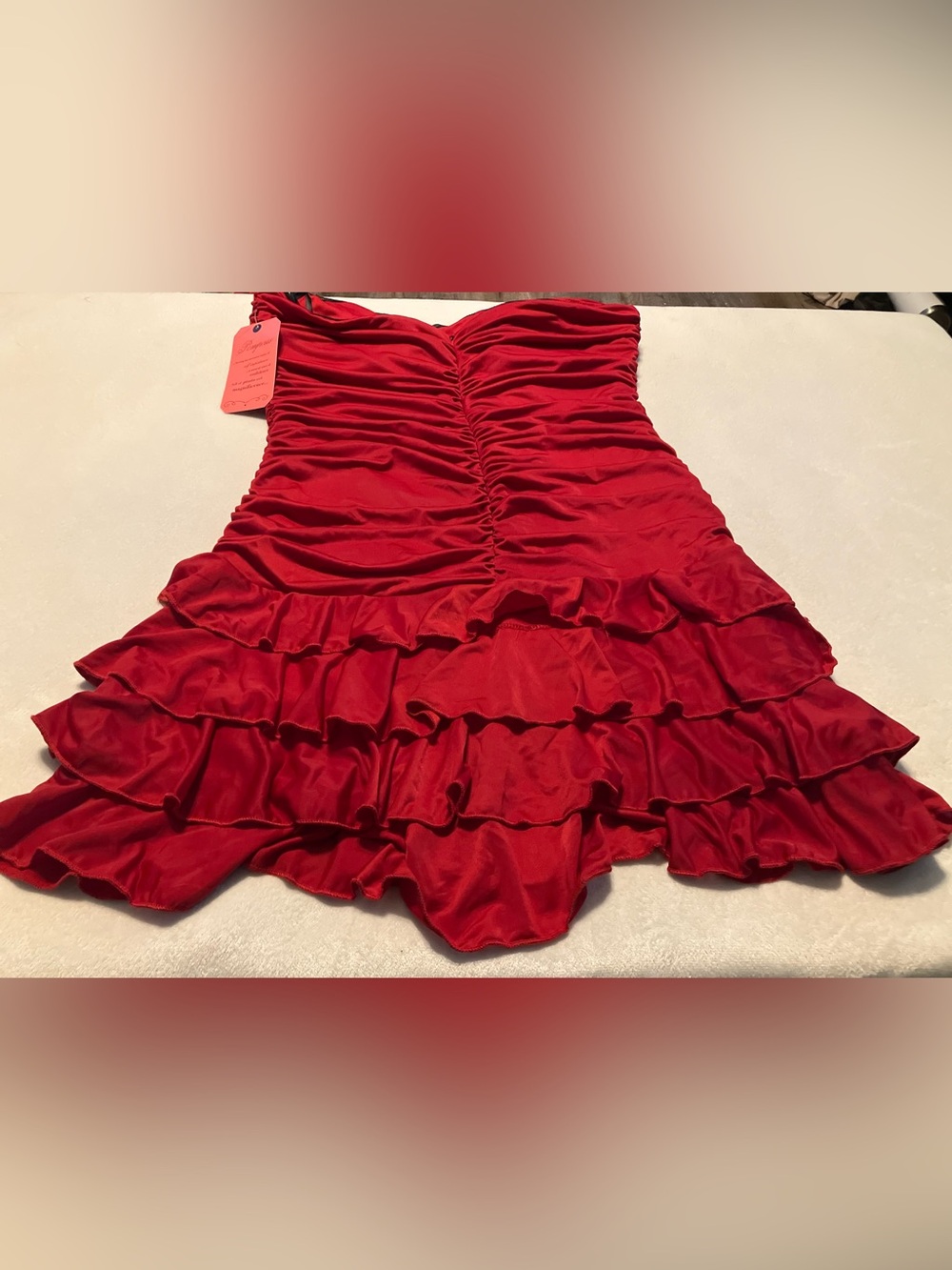 NWT Red Ruffle Strapless Dress - Picture 5 of 7